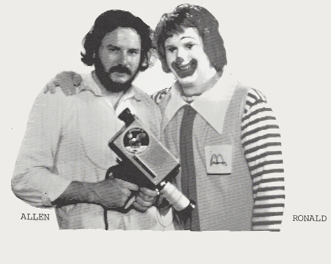 Allen Rucker posing with Ronald McDonald while shooting ADLAND