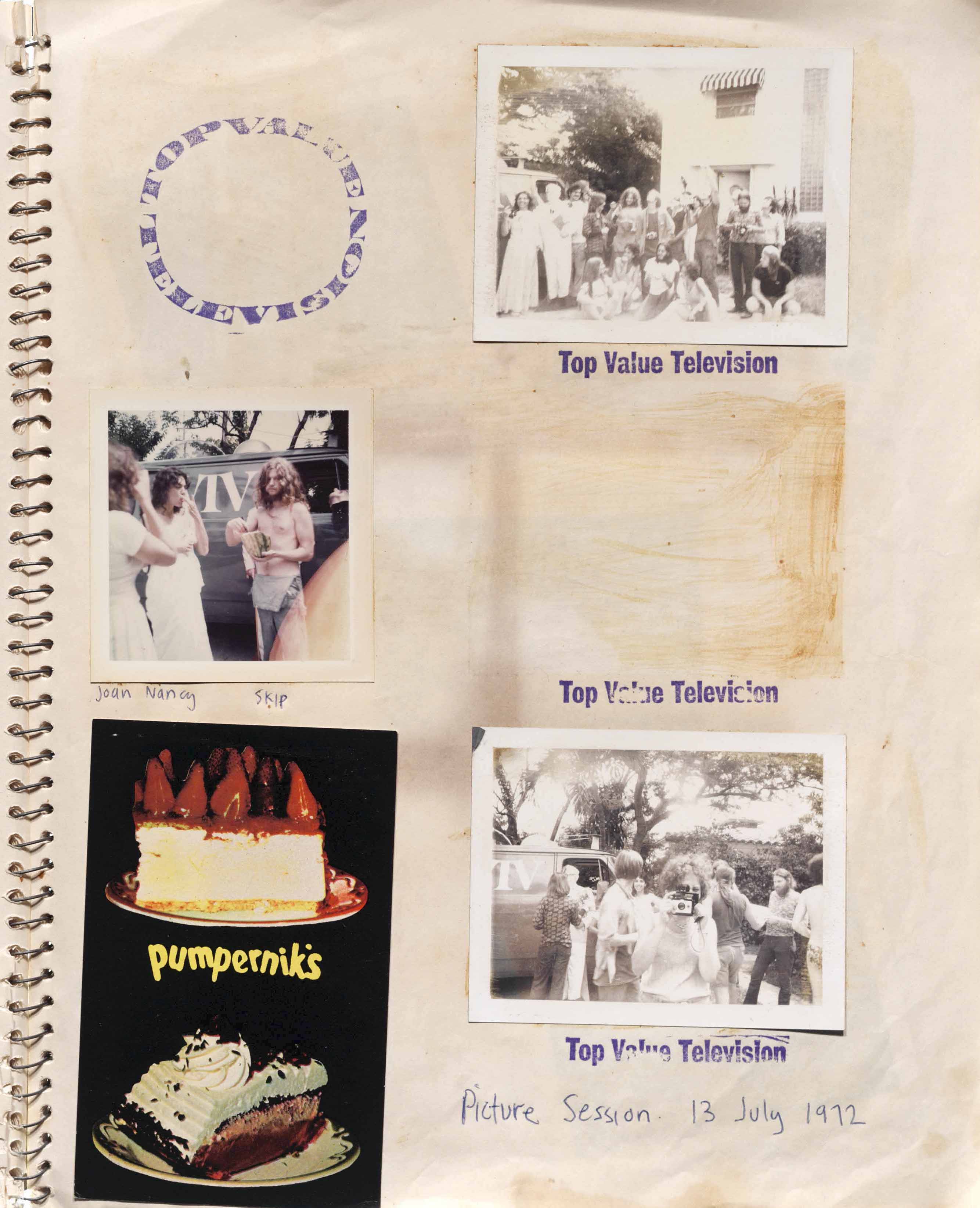 page from TVTV's production scrapbook for The World's Largest TV Studio