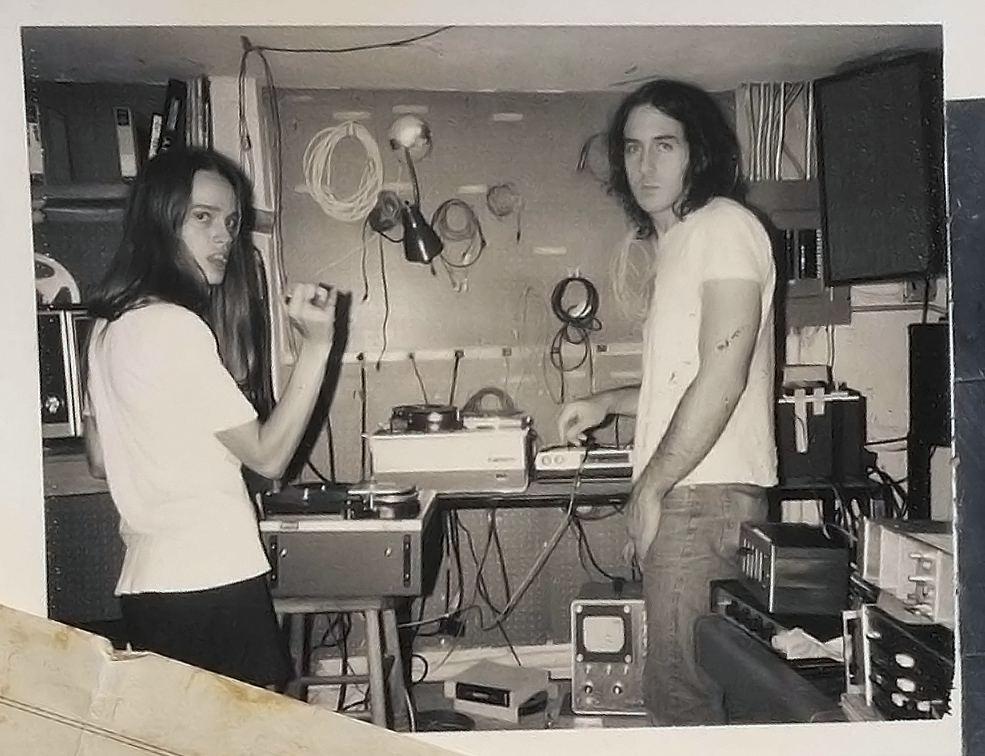 Michael Shamberg and Megan Williams surveying portable video equipment